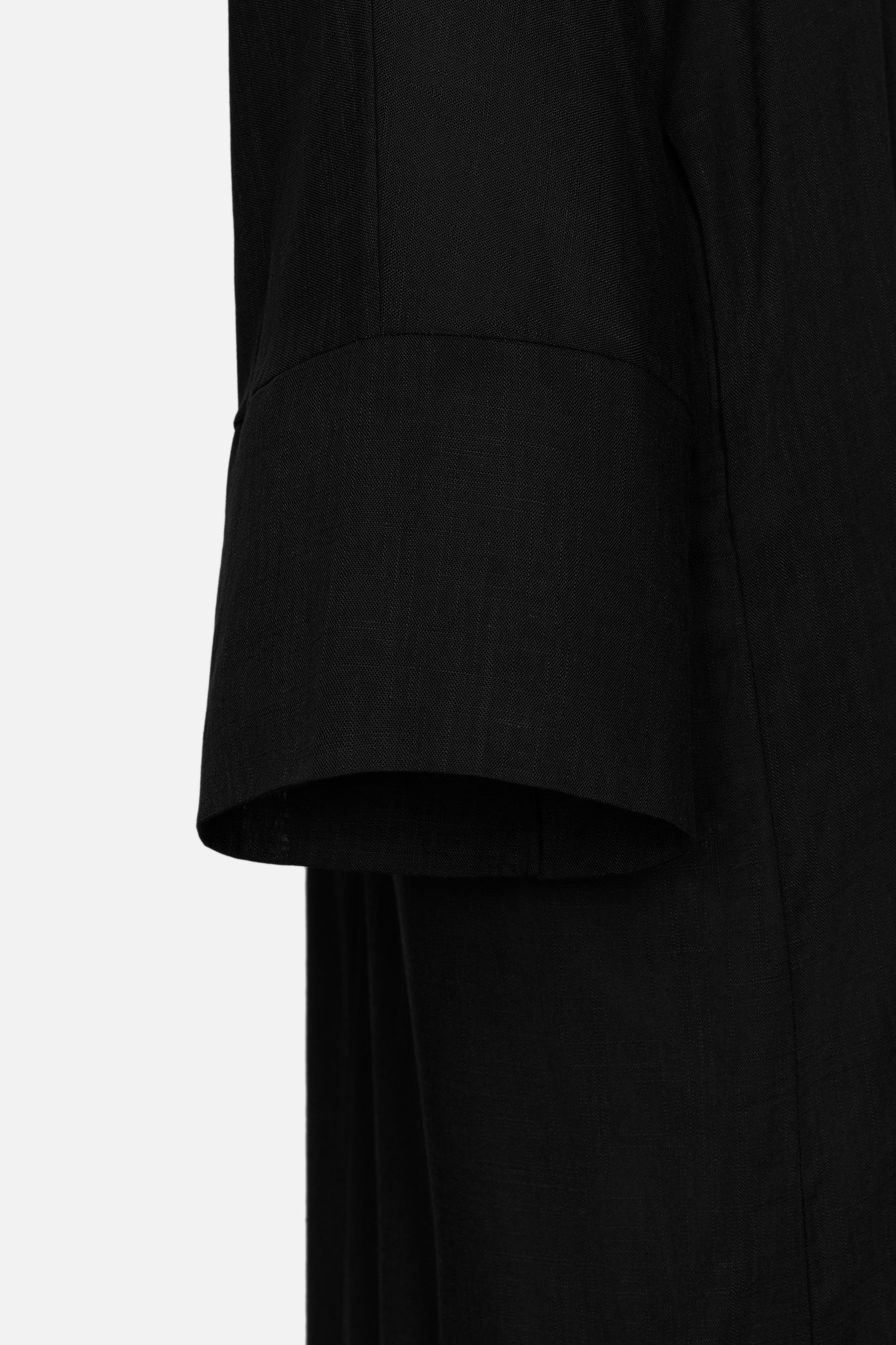 detail photo linen kimono abaya set in de kleur black