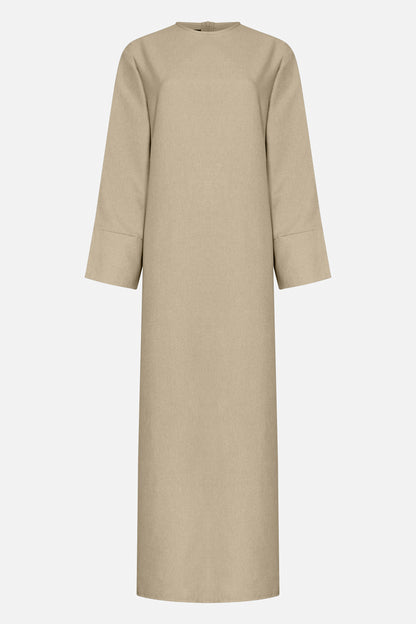 linen abaya dress in color sand