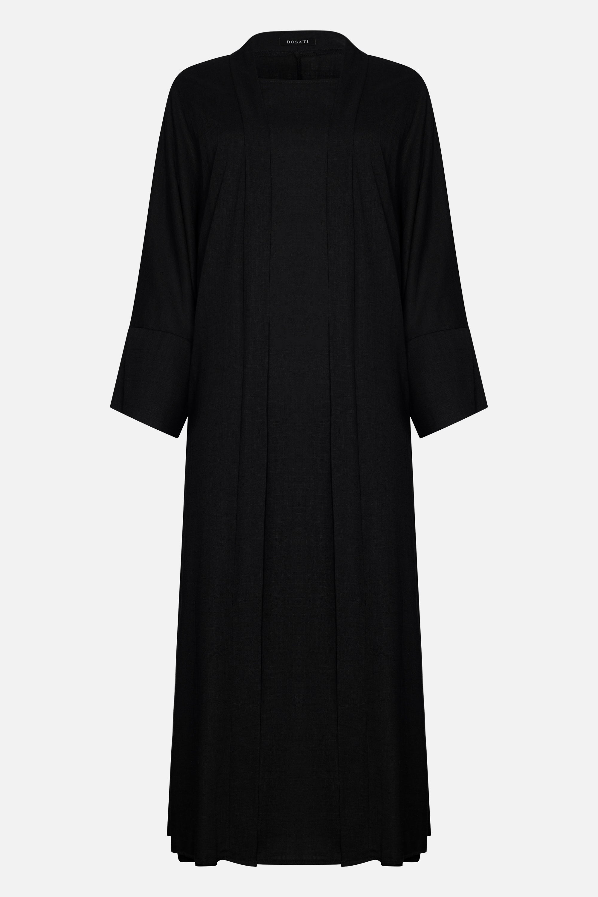 linen kimono abaya set in de kleur black